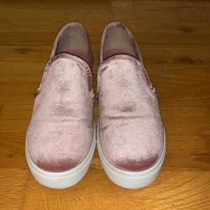 Steve Madden pink velvet slip on sneakers